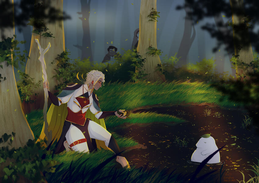 Incorporating Character Into Background Illustration